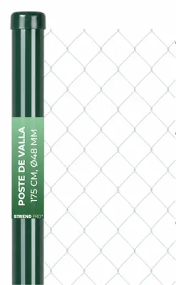 Imagen del producto de Poste Strend Pro METALTEC, 48/1750/1,25 mm, redondo, galvanizado y recubierto de PVC, verde RAL 6005, con tapa