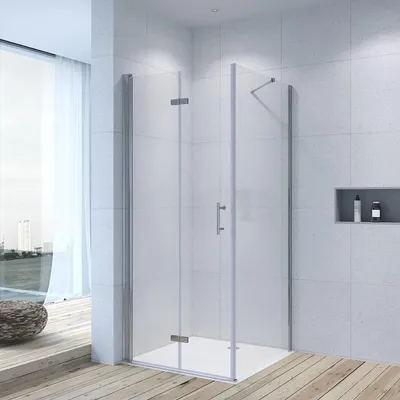 Produktbild von AQUALAVOS Duschkabine Falttür mit Seitenwand Eckdusche 6 mm NANO Klarglas 75x120cm