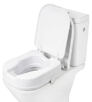 Zdjęcie produktu dla Podwyższenie toalety 10 cm - opatentowany, kwadratowy design - podwyższenie toalety z pokrywą - podwyższana deska sedesowa - przeznaczone do modeli Roca Square - idealne dla seniorów i dorosłych - podwyższenie toalety