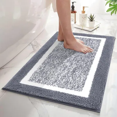 Productafbeelding van Antislip badmat, 50 x 80 cm, grijs, waterabsorberend, microvezel, machinewasbaar