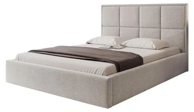 Produktbild von Polsterbett TIOLI 120x200 Hellgrau Boucle Stoff mit Bettkasten & Lattenrost