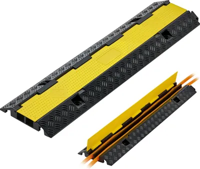 Image de SucceBuy Pont de câble 1005 mm, capacité de charge 9979 kg, 2 canaux (32x31 mm) de protection contre le passage de véhicules en caoutchouc, protection contre les trébuchements et couverture de sol, idéal pour les zones de seuil, la maison, le bureau ou l'entrepôt, 1 pièce