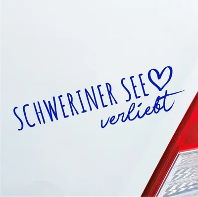 Produktbild von Auto Aufkleber Schweriner See verliebt Herz See Sea Liebe Car 19x5 cm Dunkelblau Sticker Heckscheibenaufkleber