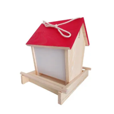 Obrázok produktu pre kŕmidlo vtáčí domček drevené + plast 21x16x20cm