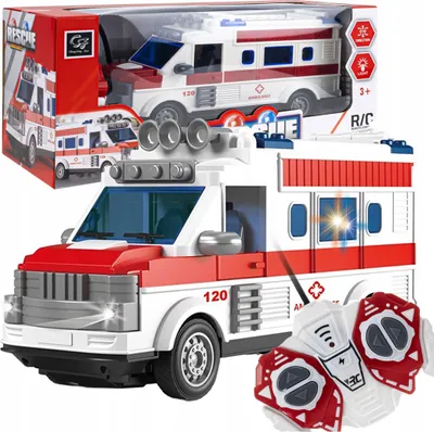Zdjęcie produktu dla Karetka Ambulans Dla Dzieci Auto Rc Otwierane Drzwi Pogotowie Napęd + Pilot