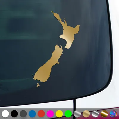 Produktbild von PantherPixel Neuseeland Aufkleber Umriss Kontur Reisen Kiwis Sticker Auto Geschenkidee Farbe Gold