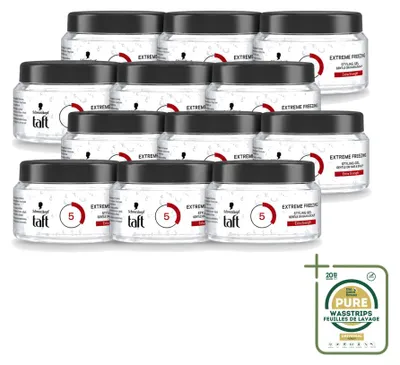 Productafbeelding van 12 x Taft Extreme Freezing Styling Gel - IJskoude controle - 200 ml - Voordeelverpakking - 12 stuks