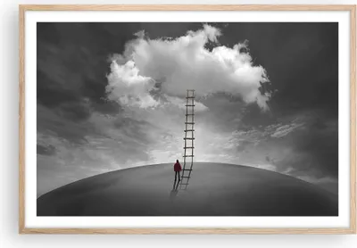 Produktbild von Gerahmtes Poster - Rahmen in heller Eiche - Symbol Leiter Himmel - 91,5x61 cm - Wand Bild - Wanddeko - Wandbilder - Kunstposter - Wandposter - Bilderrahmen - Bilder - Kunstdruck - P2NAA91x61-4900