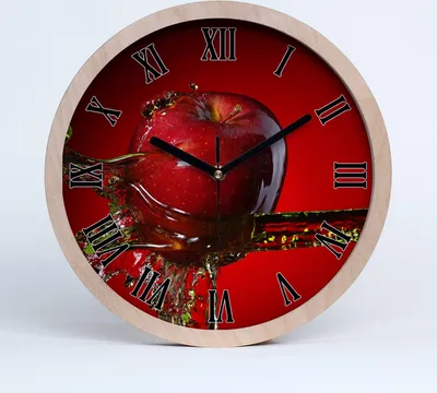 Produktbild von Holzuhr 20fi cm wanduhr - schwarze Spitzen - Apfel und Wasser