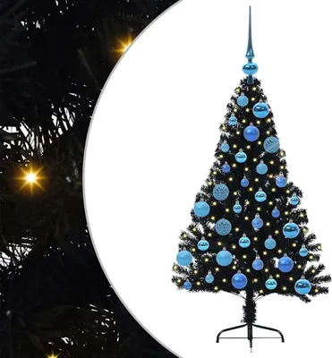 Obrázok produktu pre vidaXL Umelý predsvietený vianočný stromček čierny 120 cm PVC
