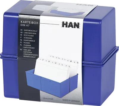 Produktbild von HAN Karteibox DIN A7 quer blau 660342 4012473977129