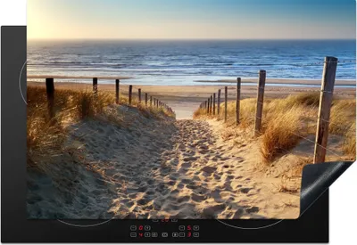 Produktbild von KitchenYeah© Herdabdeckplatte Strand - Meer - Niederlande - Dünen - Sonne , 78x52cm, Küche Deko, Glaskeramikkochfeld Herdabdeckung, Abdeckplatte fùr Kochfeld