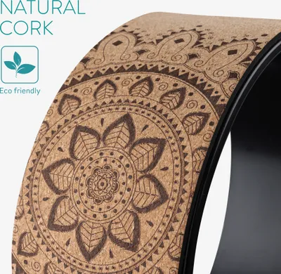 Produktbild von Navaris Yoga Rad Wheel aus Kork - 33 cm Yogarad für Yoga Pilates Gymnastik - Yoga-Stützrad Yoga-Ring für Stretching Flexibilität Sport Dehnung