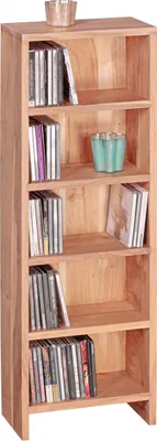 Zdjęcie produktu dla Półka na płyty CD MUMBAI półka stojąca z litego drewna akacjowego o wysokości 90 cm