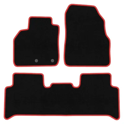 Image de Tapis de sol en moquette pour Renault Scenic II 2003-2009 (monospace) – jeu 4 pièces, noir/rouge, sur mesure – Wielganizator CARLUX