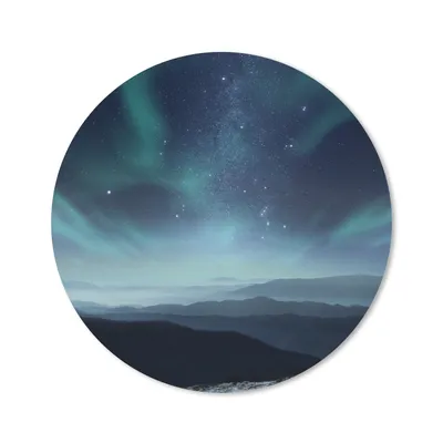 Produktbild von MuchoWow® Mauspad Mousepad Nordlichter - Sterne - Berg - Nacht 20x20 cm - Mousepads - Maus Mat - Pad - Mausunterlage - Schreibtischmatte
