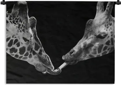 Produktbild von MuchoWow® Wandteppich Wandbehang Tiere - Schwarz - Giraffe - Weiß - Porträt 120x90 cm Tapisserie Dekoration Wandtuch - Wohnen - Aufhänger für die Wand