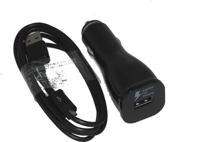 Produktbild von Ladegerät für original Samsung Galaxy J7 Pro / J7 (2017) / J6 / J6+ / J5 (2017) / J4+ KFZ-Ladekabel in Schwarz PKW LKW Auto Ladekabel Car Charger Aufladekabel Aufladegerät 1A 1000 mAh MicroUSB + Emiro Reinigungspad