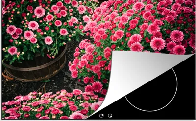 Produktbild von KitchenYeah© Herdabdeckplatte Blumen - Herbst - Rosa , 80x52cm, Küche Deko, Glaskeramikkochfeld Herdabdeckung, Abdeckplatte fùr Kochfeld