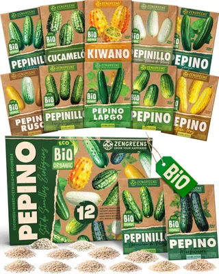 Imagen del producto de ZenGreens® Semillas Eco de Pepino – Set 12 Variedades de Polinización Libre