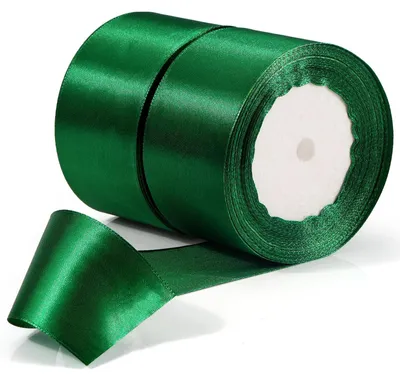 Productafbeelding van Satijnlint - 50 mm breed - Voor decoratie - Donkergroen - 46 meter lang