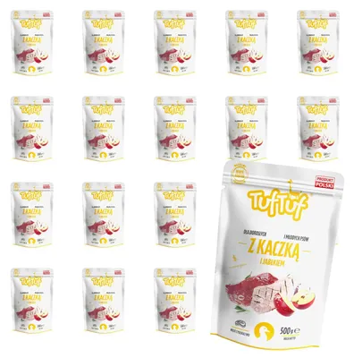 Obrázek produktu pro TufTuf | Krmivo pro psy – kachna s jablkem – sada mokrého krmiva, 20 sáčků po 500 g – krmivo pro psy