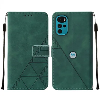 Produktbild von Moto G22 Hülle, Schlank Prägung Flip Leder Kartenfächer Schutzhülle mit Ständer für Motorola Moto G22 Grün