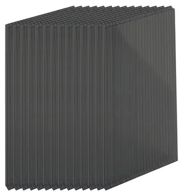 Produktbild von Relaxdays Doppelstegplatten 14er Set, Hohlkammerplatten 6mm, für Gewächshaus, HB: 121x60,5 cm, Polycarbonat, anthrazit