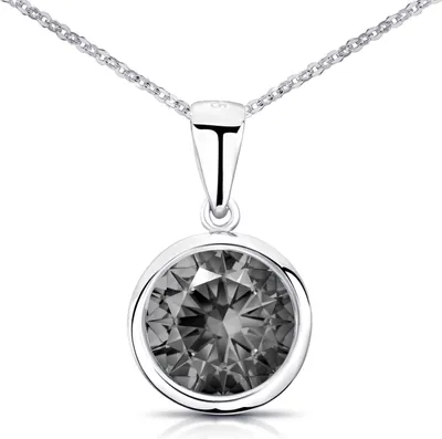 Produktbild von MATERIA Glaskristall Anhänger grau schwarz rund - 925 Silber Damen Kristallschmuck KA-462-Grauschwarz