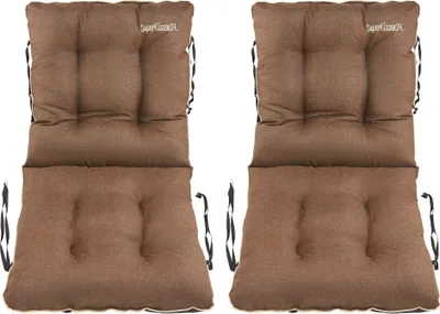 Produktbild von SuperKissen24. Stuhlkissen Sitzkissen und Rückenkissen für Stühle 2er Set 48x48x48 cm - Outdoor und Indoor - Wasserdicht - Braun Leinen