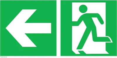 Produktbild von SafetyMarking Fluchtwegschild Folie B400xH200 mm Notausgang links mit Pfeil links langnachleuchtend