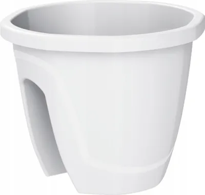 Obrázok produktu pre Okrúhly balkónový box 30x30 cm, odolný voči poveternostným vplyvom, biely, dekoratívny, na balkón a do záhrady