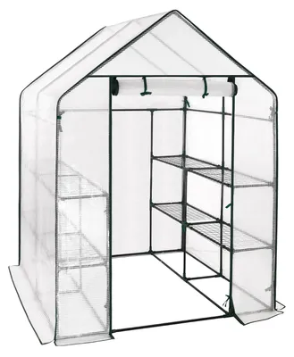 Immagine prodotto di Serra - Serra per pomodori - 143 x 143 x 195 cm - Plastica PE - Semitrasparente - Impermeabile - Resistente agli agenti atmosferici - Bianco