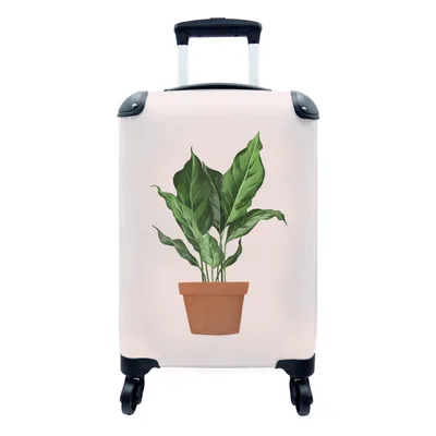 Produktbild von MuchoWow® Koffer Handgepäck Trolley Rollkoffer Kleine Reisekoffer mit 4 Rollen - Pflanze - Blumentopf - Pastell - Cabin Size < 55x40x23 cm & 55x40x20 cm - Fotokoffer - Kabinenkoffer - Boardgepäck - Reise-Box - Reisekoffer - Reisegepäck - Koffer mit Bild - Trolley für Kinder