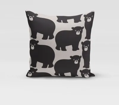 Produktbild von SCHÖNER LEBEN. Kissenhülle Bären Halbpanama weiß schwarz Größe 80x80cm (HxB) 80x80cm (HxB) Größe