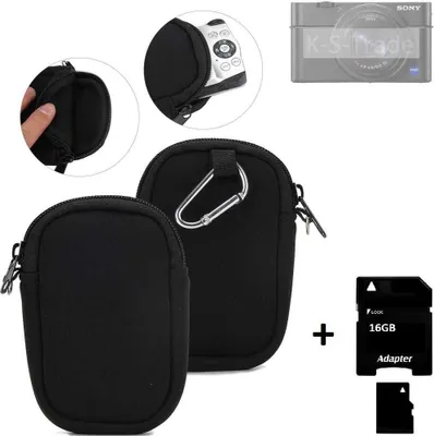 Produktbild von K-S-Trade® Kameratasche kompatibel mit Sony RX100 Vll Schutz Hülle Kompaktkamera Tasche Travelbag sleeve case neopren Fototasche + 16GB