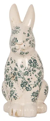 Image de Clayre & Eef Figurine de décoration Lapin 16x12x28 cm Beige Céramique