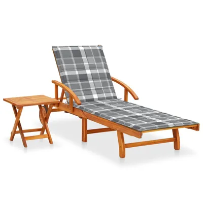 Produktbild von Sonnenliege mit Tisch und Auflage Akazie Massivholz
