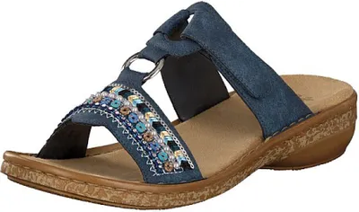 Produktbild von Rieker 628M6-14 Schuhe Damen Pantoletten Sandalen, Größe:39 EU, Farbe:Blau