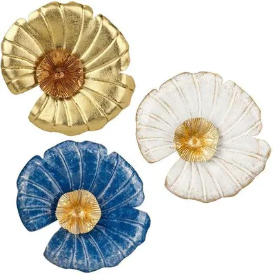 Productafbeelding van Ibenzoa® Set van 3 ronde metalen wandsculpturen, glanzend goud – Boho wanddecoratie, diameter 40 cm, minimalistisch design, inclusief metalen ophangklemmen