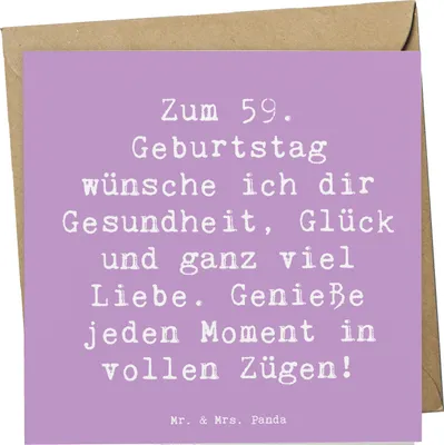 Produktbild von Mr. & Mrs. Panda Deluxe Karte Spruch 59. Geburtstag - Lavendeltraum - Geschenk, Geburtstagsgeschenk, doppelkarte, anlasskarte, faltkarte, Geburtstagsgruß, Gesundheit