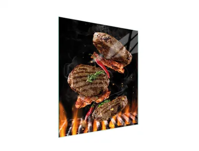 Produktbild von Hygienisches Glas-Schneidebrett 45x52 cm mit rutschfesten Gummifüßen für Grill