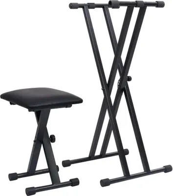 Obrázek produktu pro Set dvojitého stojanu na klávesy a stolička černý