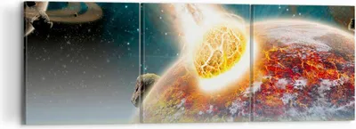 Produktbild von Bild auf Leinwand - Leinwandbild - Raum Erde Planet Komet - 120x40cm - Wand Bild - Wanddeko - Leinwanddruck - Bilder - Kunstdruck - Wanddekoration - Leinwand bilder - Wandkunst - CA120x40-2318
