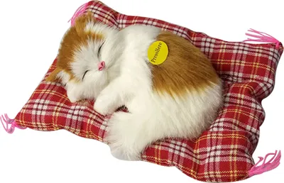 Produktbild von Schlafende Katzen Plüsch Stofftier Drücken Sie Simulation Sound Tier Niedliche Puppe Kinder Geschenk-Gelb + Weiß