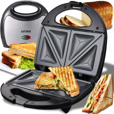 Produktbild von Sandwichmaker 750W für Sandwiches-Kompakt, Sicher, mit Antihaftbeschichtung und