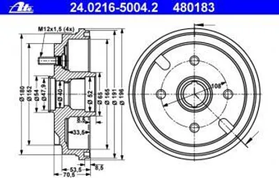 Produktbild von ATE Bremstrommel  24.0216-5004.2
