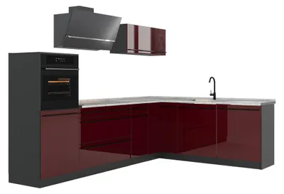 Imagen del producto de Cocina esquinera Vicco R-Line Rojo de alto brillo/Antracita 287 x cm encimera Mármol, Model 66755