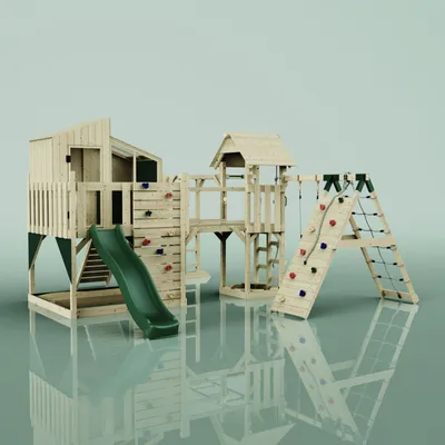 Produktbild von OutdoorToys Spielturm Tammo aus Holz in Grün Babyschaukel