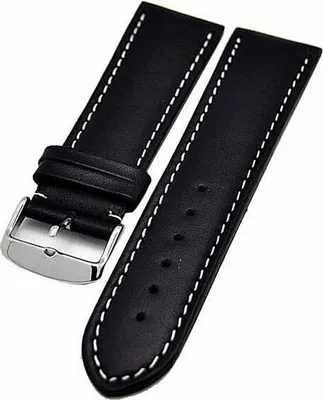 Produktbild von Uhrenarmband Kalbslederband Schwarz mit weißer Naht 18mm sportliche Optik